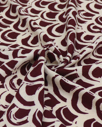 Tecido Viscose Texturizada Arcos Vinho e Bege