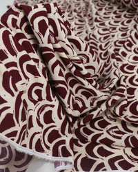 Tecido Viscose Texturizada Arcos Vinho e Bege