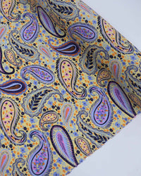 Tecido Viscose Paisley Floral Colorido e Amarelo