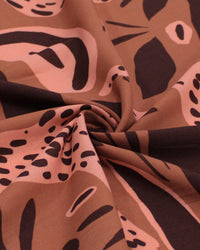 Tecido Viscose Onça Pintada Rosa e Marrom