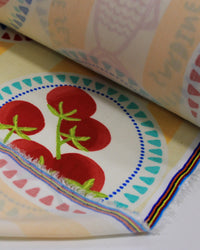 Tecido Viscose Premium Sardine Multi Estampas em Listras Colorido e Tons de Amarelo