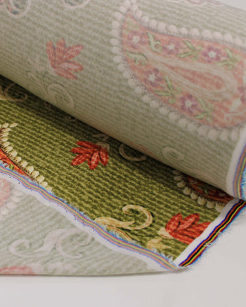 Tecido Viscose Premium Paisley Floral Vermelho, Laranja e Tons de Verde