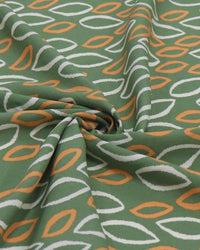 Tecido Viscose Folhas em Rascunho Branco, Laranja e Verde