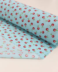 Tecido Tricoline Mista Cerejas e Azul