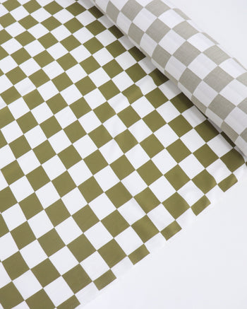 Tecido Viscose Xadrez Verde Musgo e Branco