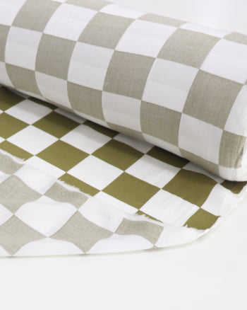 Tecido Viscose Xadrez Verde Musgo e Branco