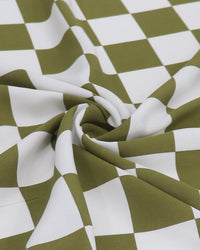 Tecido Viscose Xadrez Verde Musgo e Branco
