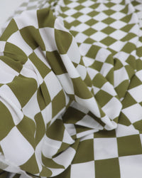 Tecido Viscose Xadrez Verde Musgo e Branco