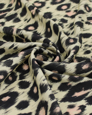 Tecido Viscose Premium Animal Print Preto e Amarelo Requinte
