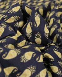 Tecido Tricoline Premium com Elastano Cashmeres Dourados e Preto