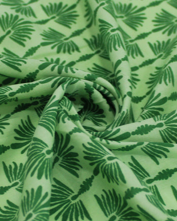 Tecido Viscose Premium Desenho Abstrato Tons de Verde