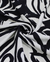 Tecido Viscose Premium Macro Costela de Adão Preto e Offwhie