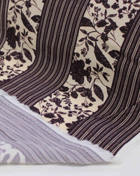 Tecido Crepe de Viscose Premium Listras Estampadas Roxo Imperial e Creme