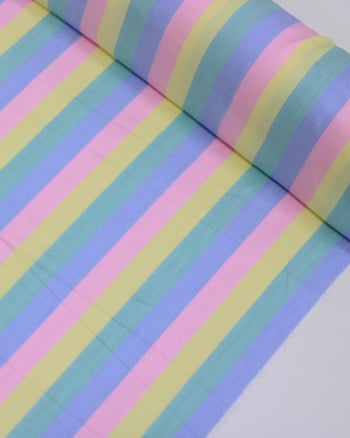 Tecido Viscose Premium Listras Tons Pastéis