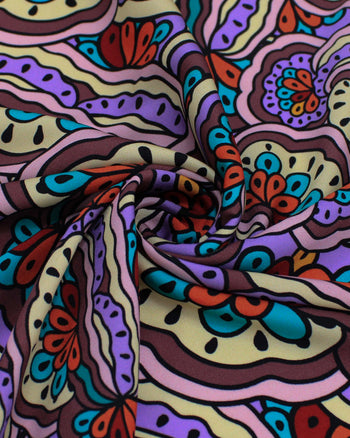 Tecido Crepe Silk Italiano Estampa Irregular Abstrata Colorido