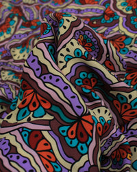 Tecido Crepe Silk Italiano Estampa Irregular Abstrata Colorido