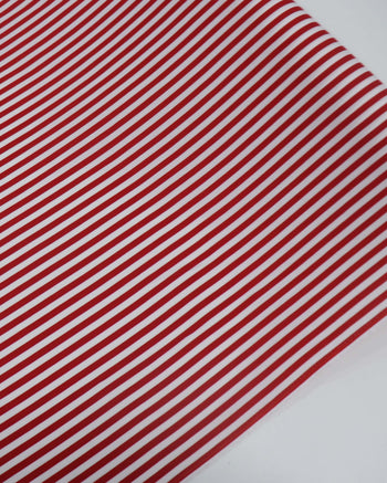 Tecido Viscose Texturizada Listrado Branco e Vermelho