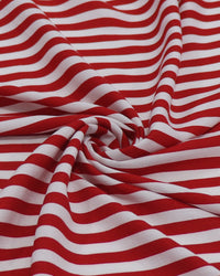 Tecido Viscose Texturizada Listrado Branco e Vermelho