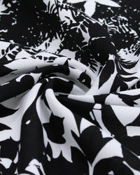 Tecido Viscose Texturizada Ramos e Folhas P/B