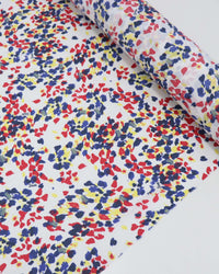 Tecido Tricoline Mista Manchas Coloridas e Branco