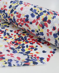 Tecido Tricoline Mista Manchas Coloridas e Branco