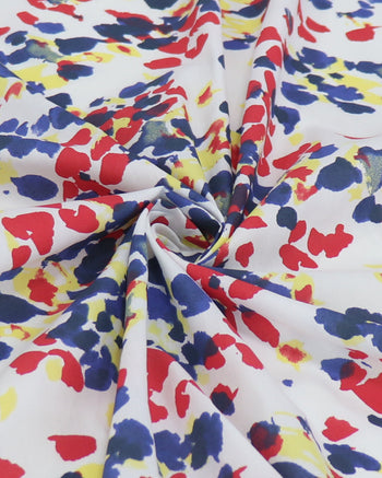 Tecido Tricoline Mista Manchas Coloridas e Branco