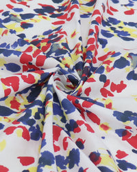 Tecido Tricoline Mista Manchas Coloridas e Branco