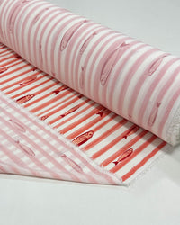 Tecido Viscose Premium Sardine em Listras Coral e Branco