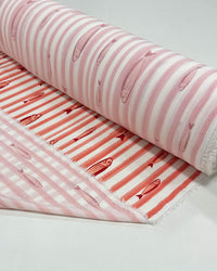 Tecido Viscose Premium Sardine em Listras Coral e Branco