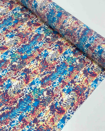 Tecido Crepe de Seda Tie Dye Abstrato Colorido