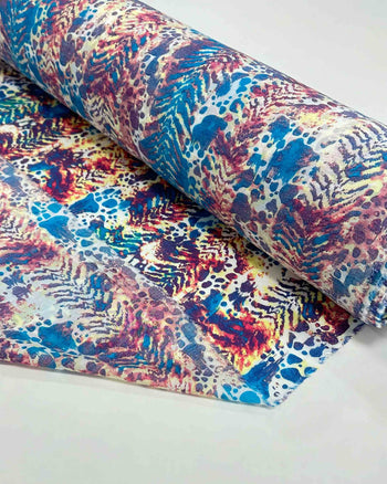 Tecido Crepe de Seda Tie Dye Abstrato Colorido