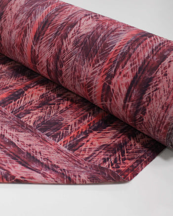 Tecido Tactel Fino Listras e Riscos Abstratos Salmão e Roxo