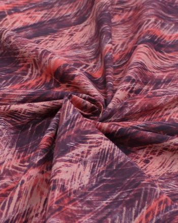 Tecido Tactel Fino Listras e Riscos Abstratos Salmão e Roxo