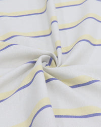 Tecido Linho Misto Listra Dupla Azul, Amarelo Requinte e Cinza Ártico