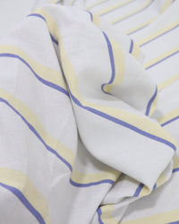 Tecido Linho Misto Listra Dupla Azul, Amarelo Requinte e Cinza Ártico