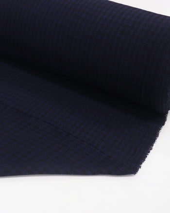 Tecido Crepe de Alfaiataria Quadriculado Azul Marinho Noite e Preto