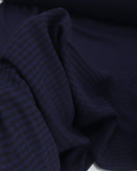 Tecido Crepe de Alfaiataria Quadriculado Azul Marinho Noite e Preto