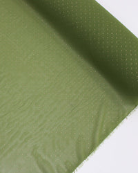 Tecido Crepe Chiffon Micro Poá Metalizado Dourado e Verde Oliva
