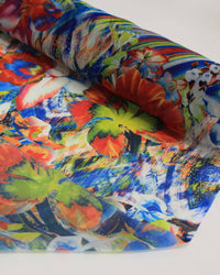 Tecido Crepe Chiffon Italiano Estampa Floral Abstrata Colorido