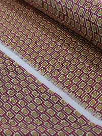 Tecido Crepe Silk Italiano Micro Geométrico Rosa e Bege
