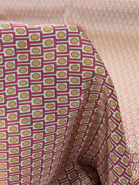 Tecido Crepe Silk Italiano Micro Geométrico Rosa e Bege