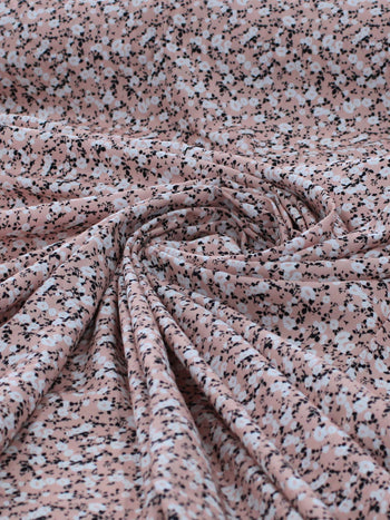 Tecido Tricoline Italiano Micro Floral Rosé e Branco