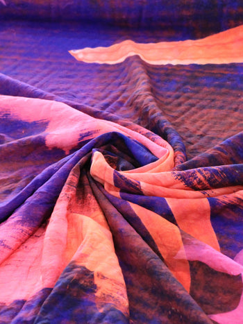 Tecido Viscose Italiano Pinturas Roxo e Rosa