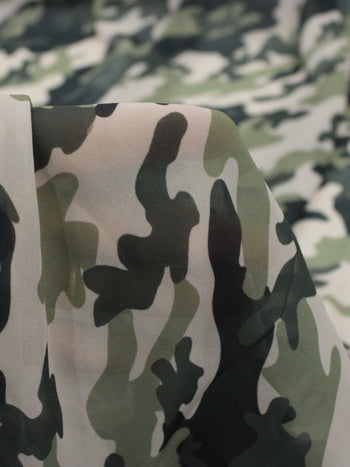 Tecido Crepe Chiffon Italiano Camuflado Verde