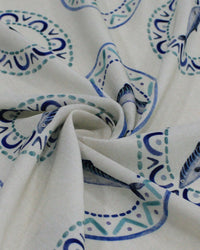 Tecido Viscose Premium Sardine em Círculos Azul, Verde e Lichia