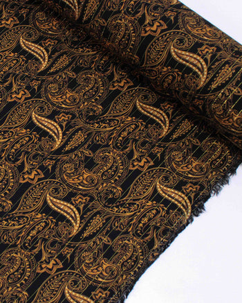 Tecido Viscose com Lurex Cashmere Estampada Castanho e Preto