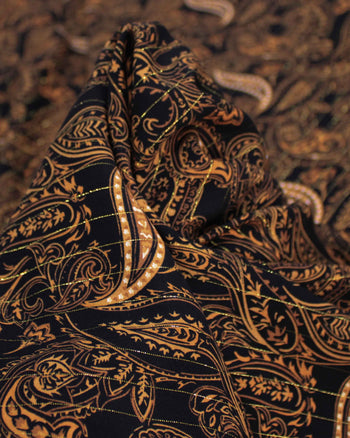 Tecido Viscose com Lurex Cashmere Estampada Castanho e Preto