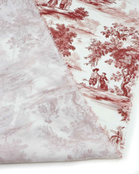 Tecido Viscose Premium Toile de Jouy Marsala e Offwhite
