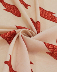 Tecido Viscose Premium Barrado Sardine Decrescente Vermelho e Creme