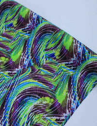 Tecido Crepe Silk Abstrato Verde e Roxo